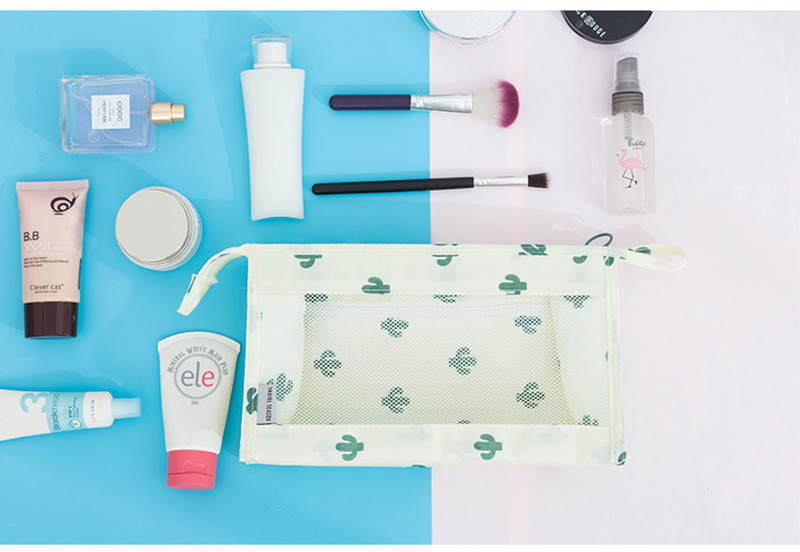 See Through Mesh Makeup Travel Pouch With Zipper