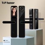 Black Peephole Camera Smart Fingerprint Door Lock Tuya Biometric Code Card
