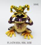 Chimbing frog hinged trinket box metal trinket box treasure box metal jewelry