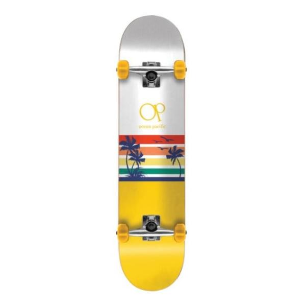 Ocean Pacific Sunset Park/Street White / Yellow Complete Skateboard - 7.75" x 31