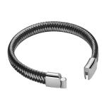 High Quality Leather and Stainless Steel Wire Braided wrap bangle Bracelet with
