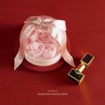 Rose Flower Small Jewelry Packaging Boxes Round Shape Art Paper Ribbon 122*122