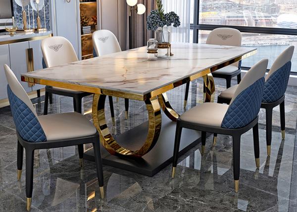 Buy cheap ISO9001 Stylish Marble Dining Table , Stainless Steel And Marble Dining Table from wholesalers