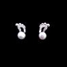 Buy cheap Personalized Silver Pearl Earrings / Hollow Style Round Pearl Stud Earrings from wholesalers
