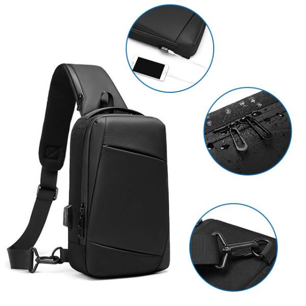 Buy cheap Black Gray 5L Shoulder Crossbody Mens Chest Sling Bag 0.53KG from wholesalers