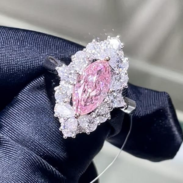 Buy cheap 18k Lab Grown Pink Diamond Ring Marquise Shape Jewelry Elegant Style For Party from wholesalers