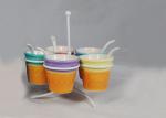 Customized Ceramic Houseware Mini Ice Cream Cups With Spoon / Metal Rack