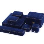 Handmade Rectangle Dark Blue Velvet Jewelry Box for Custom Luxury Bracelet Ring