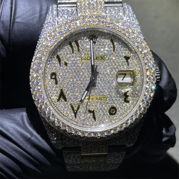 Buy cheap Round Cut Moissanite Watch Rolex Fine Jewelry Hip Hop Diamond Watch For Men from wholesalers