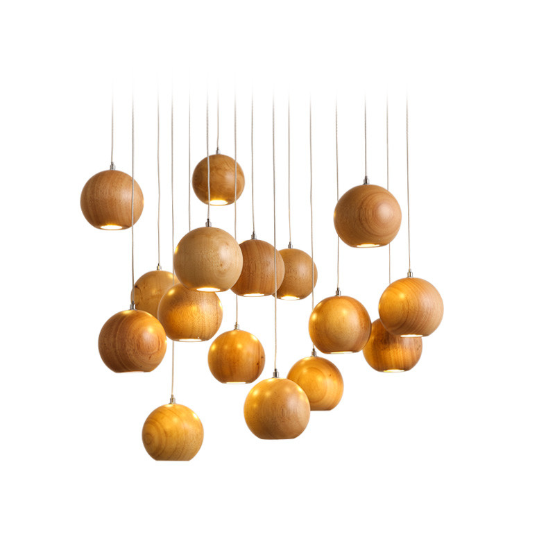 Wood Ball Pendant Lights For Indoor home Lighting Fixtures (WH-WP-15)