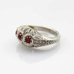 White Gold Plated Sterling Silver Ring with Pink Cubic Zirconia(F58)