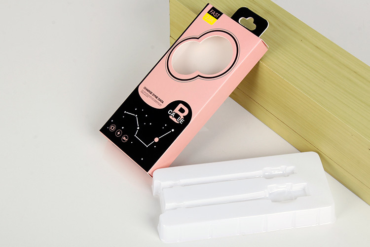 CMYK Custom Art Coated Paper USB Cable Data Cable Packaging Box with Hanger Hole