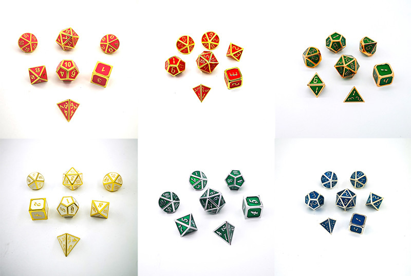 Gold Plating With White Color Metal Dice Set Perfect For Tabletop Games Or DnD