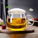 BPA Free Hand Blown Tea Steeper Mug , Thin Wall Glass Tea Infuser Travel Cup