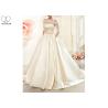 Buy cheap Cream Laces Satin Ball Gown Wedding Dress With Sleeves Back Zipper And Buttons from wholesalers