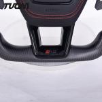 Audi Carbon Fiber Flat Bottom Steering Wheel With Black Perforated Leather