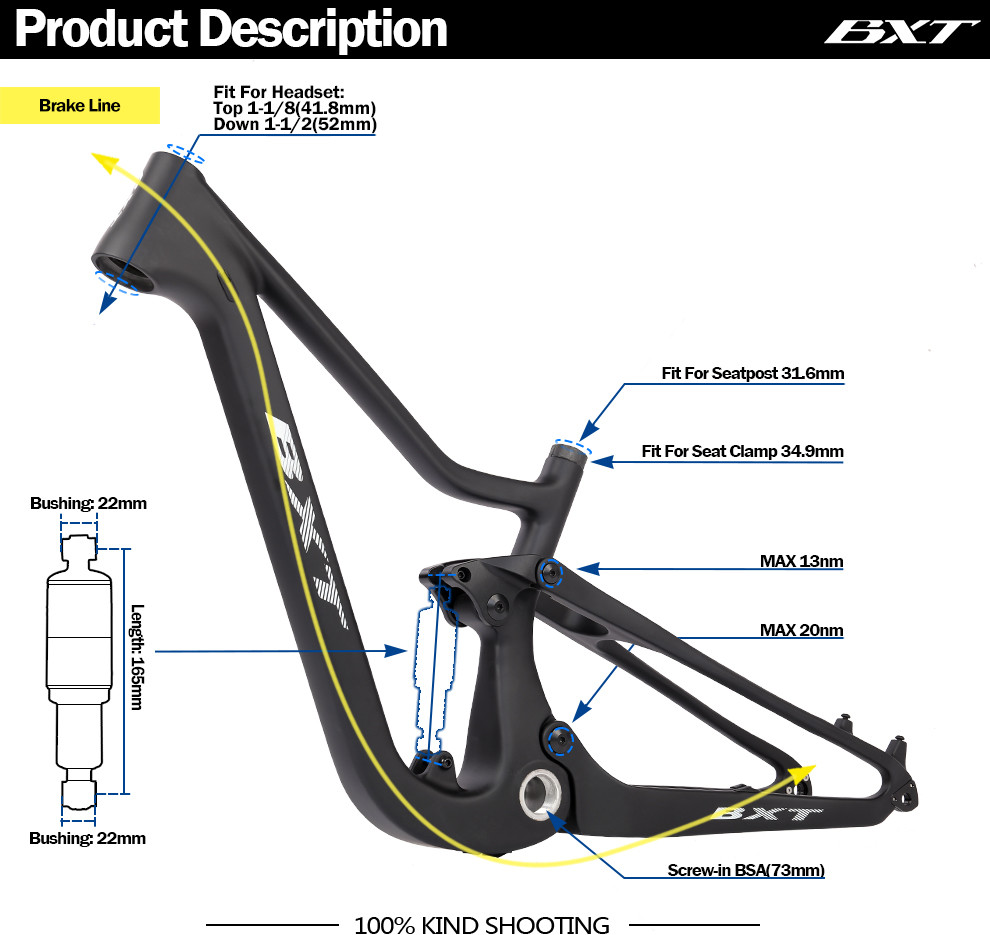 XC Full Suspension Carbon Mountain Bike Frame 24 For Children MTB Bike