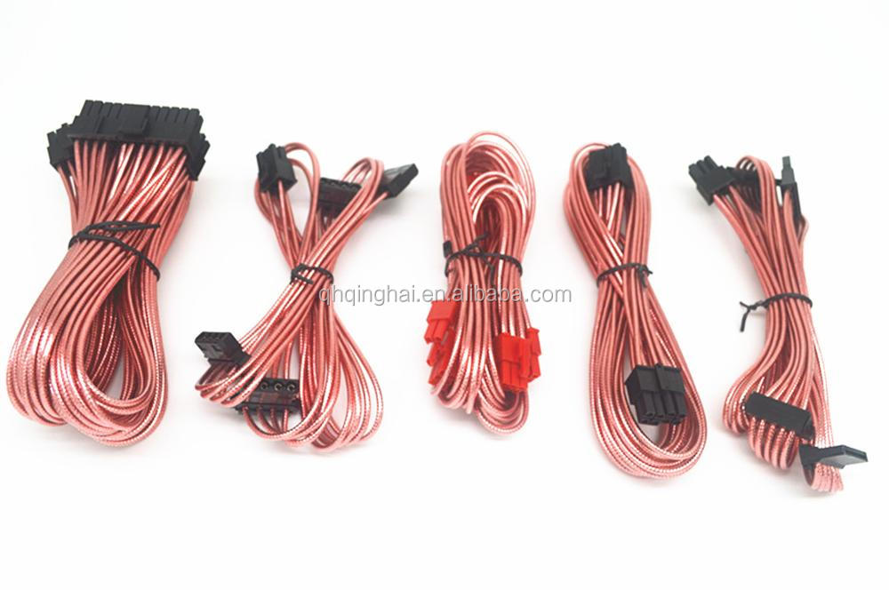 Modular Computer Cable Kits for Power Supply Extension Cable 18AWG with Extra-Sleeved 24 Pin 8Pin 6Pin