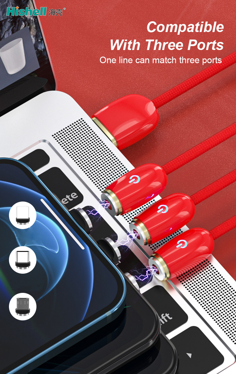 Liquid Silicone Magnetic Charging Cable 3A USB Micro Connector