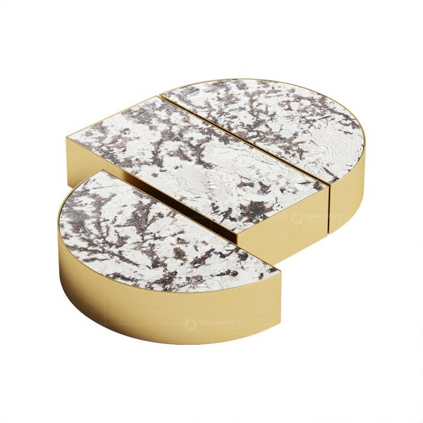 Buy cheap Simple Marble Top Side Tea Center Bell Coffee Table Glass Base from wholesalers