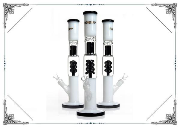 Buy cheap Black White Glass Straight tube Bong Helix Percolator Hookah Bongs UFO Perc Smoking Water Pipe from wholesalers