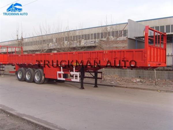 Buy cheap 3 Axles Flatbed Cargo Side Wall Semi Trailer With 50-70 Loading Capacity from wholesalers