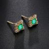 Buy cheap 18K Yellow Gold Natural Emeral Inlay Diamonds Stud Earrings from wholesalers