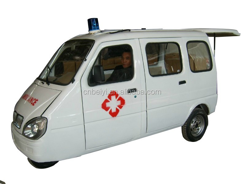 800W Closed Ambulance Motorized Tricycle for 4 People in Africa Passenger Drum Brake