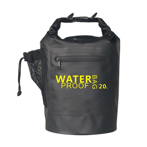 Buy cheap Black Outdoor Waterproof Bag 20 Liter Customize Color With Zipper from wholesalers