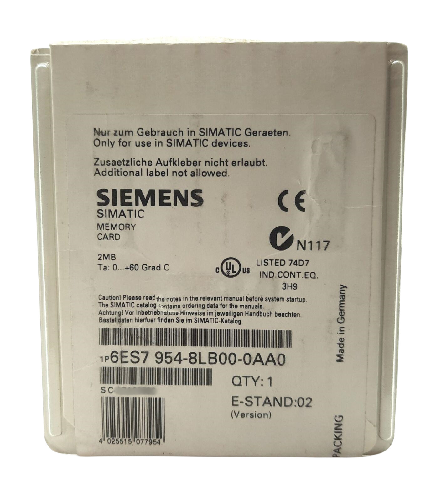 SIEMENS SIMATIC PLC MC 2MB 6ES7954-8LB00-0AA0 MEMORY CARDS S7-1200