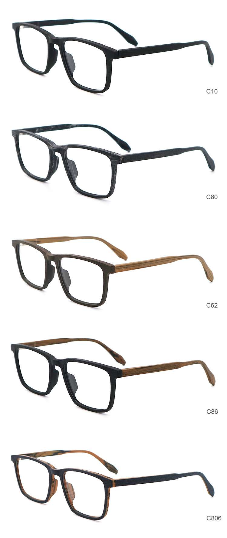 Wood Frame Glasses Men'S Retro Literature Art Handmade Acetate Optical Glasses Frames