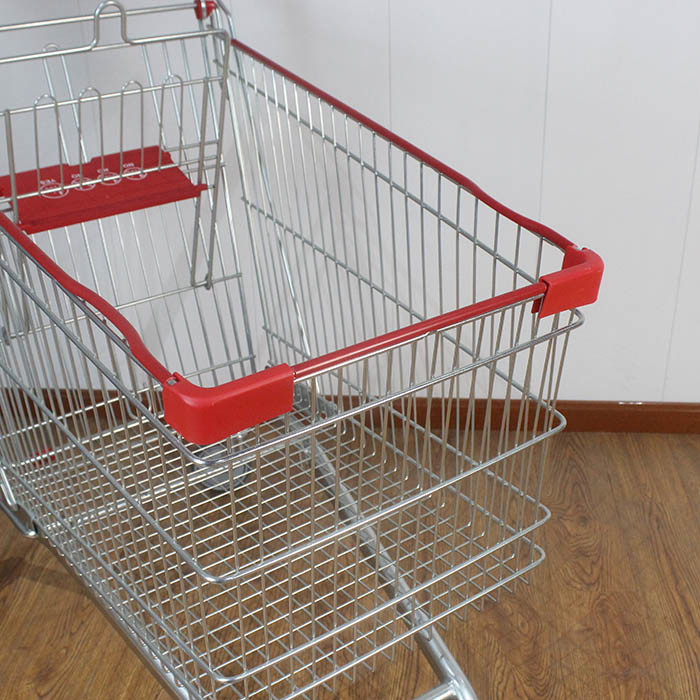 180L General store Galvanized European Market Supermarket Shopping Trolley with edge wrapping strips