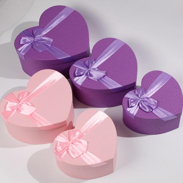 Buy cheap Heart Shaped Bow Knot Chocolate Paper Packaging Boxes Purple Color from wholesalers