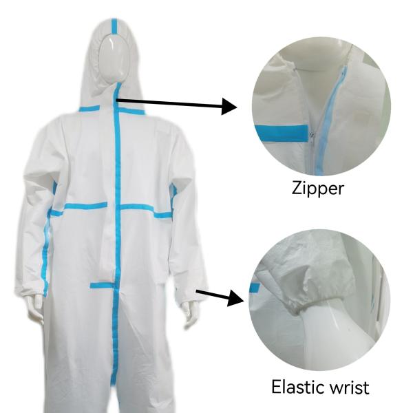Buy cheap Male Protective Suit with Tape CE Certified Disposable PP PE Hooded Coveralls in US from wholesalers