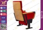 Red Fabric Cover Stadium Theatre Seating Chairs With Drink Holder / Folded Movie