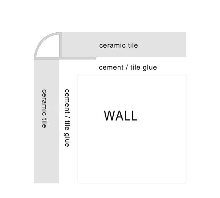 Outside Aluminium Tile Strip Profile Corner Edge Tile Trim Decoration