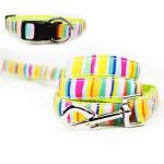 Cute Rainbow Pet Dog Collar Leash Set Nylon Custom Logo Fashion Sublimation