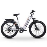 White 26 inch Electric Fat Tire Bike 7 Speed 48V 500W 17.5Ah Lithium Battery