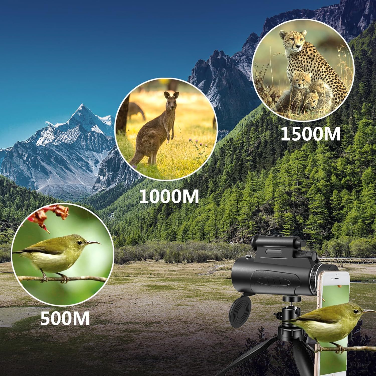 High Power Professional Telescope ful Monocular Long Range 8000m Telescope for Smartphone 100X90 Zoom HD Hunting Optics Scope for Indoor/Outdoor