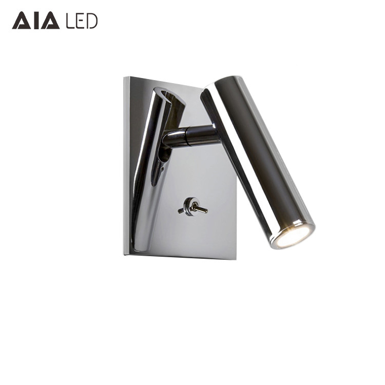 Simple recessed mounted knob switch 3W led wall lamp bed wall reading light for bedroom decoration