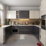 Melamine Kitchen Carcasses Solid Wood Handleless Kitchen Cabinets L Shape