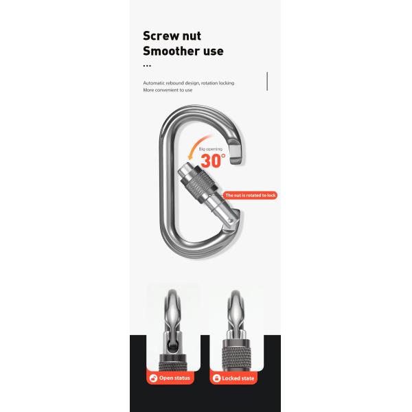 25KN Snap Hook Locking Aluminum Carabiner Clip Perfect for Safety and Security