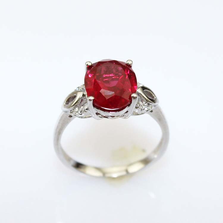 Women Jewelry 925 Silver Ring with 8x10mm Ruby Cubic Zircon(R237)