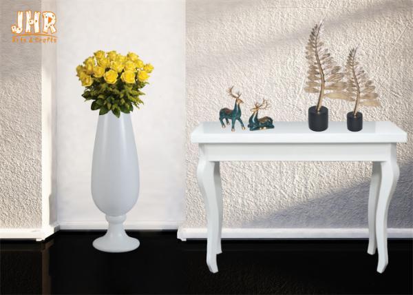 Quality Wine Cup Shape Fiberglass Planters Floor Vases Wedding Decor Glossy White for sale