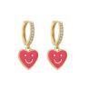 Buy cheap Smiley Face14k Gold Jewelry Enamel Oil Drop Love Heart Dangle Earrings from wholesalers
