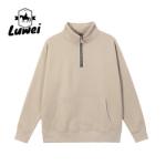 Designer Men Street Hoody Sweatshirt Crop Top Slim 380g 95% Cotton Half Zip