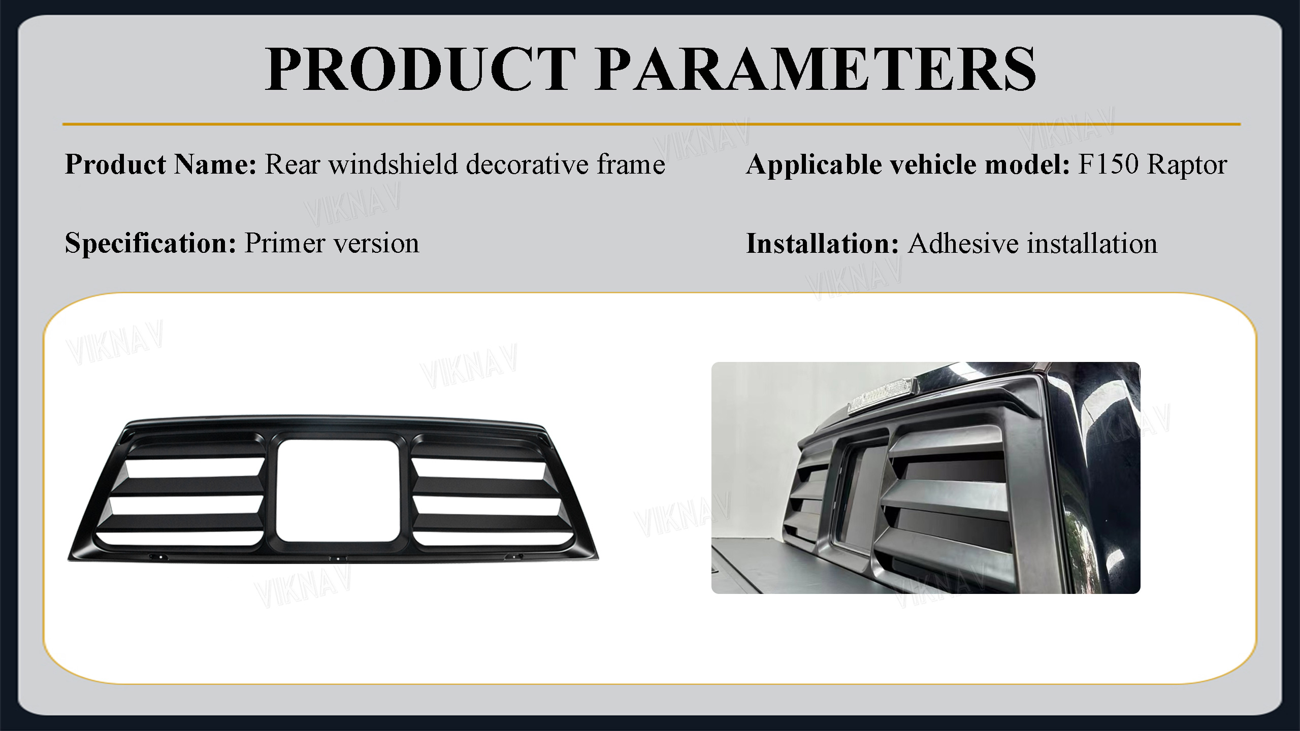 Viknav for 2021-2022 Ford F150 rear windshield protective frame decorative modification parts