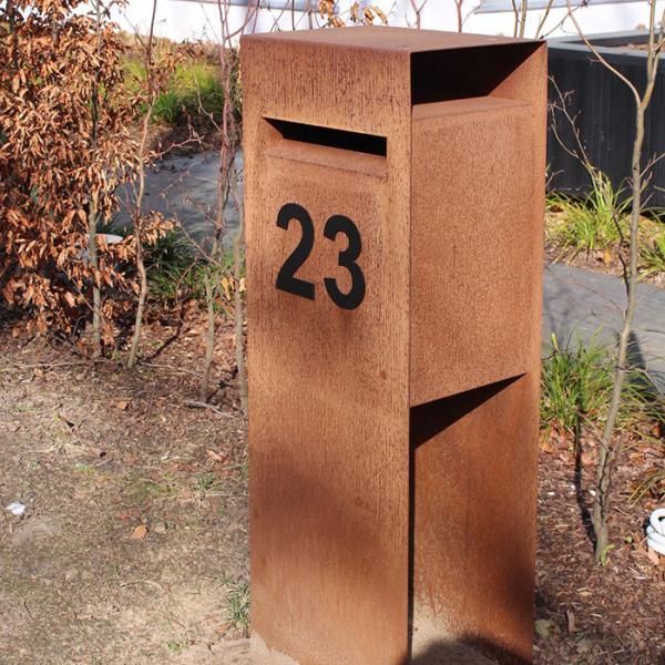 Buy cheap Modern Large Outdoor Weathered Steel Garden Sculpture Mailbox And Post from wholesalers
