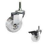 3" Clear PU Wheel Soft Casters For Chairs Threaded Stem Swivel Castors