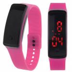 Cheap Promotional Glass Silicone Led Bracelet Wrist Watches With Red Light Time